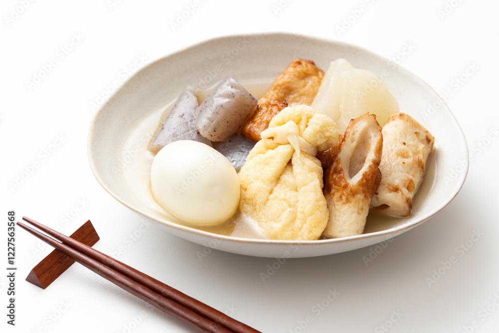 皿に盛り付けられたおでん 皿に盛り付けられたおでん
