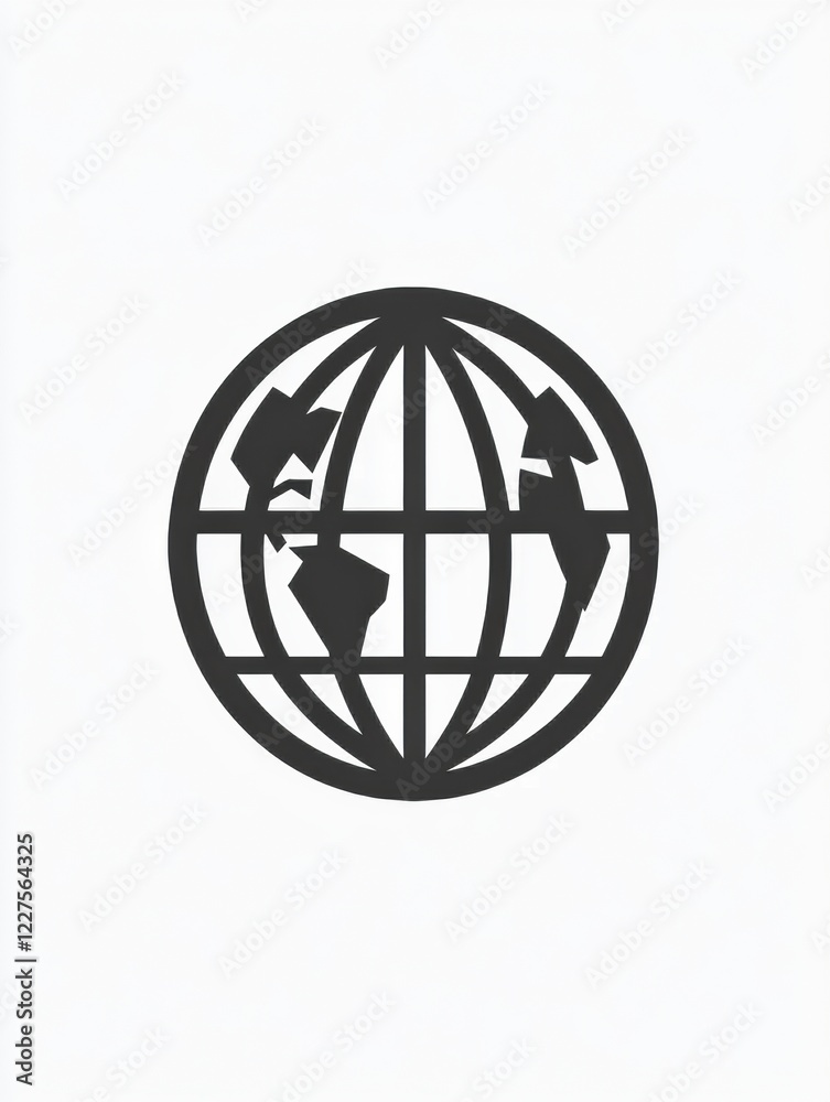 Black globe illustration representing global connectivity and travel, showing continents in a minimalist design. Generative AI Black globe illustration representing global connectivity and travel, showing continents in a minimalist design. Generative AI