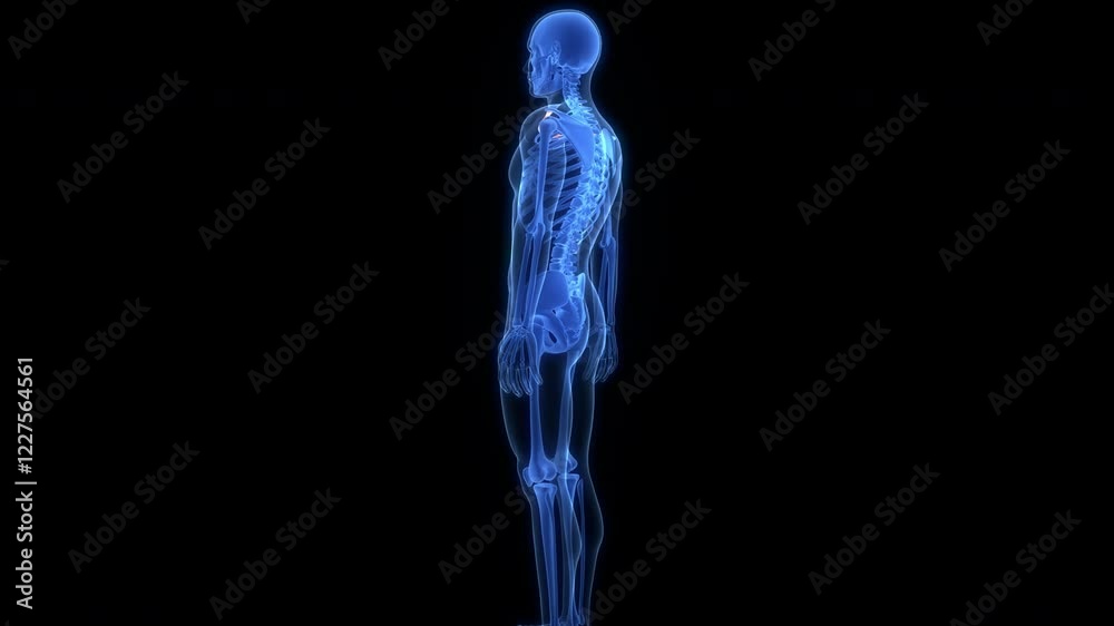 Human Skeleton System Clavicle Bone Joints Anatomy Animation Concept