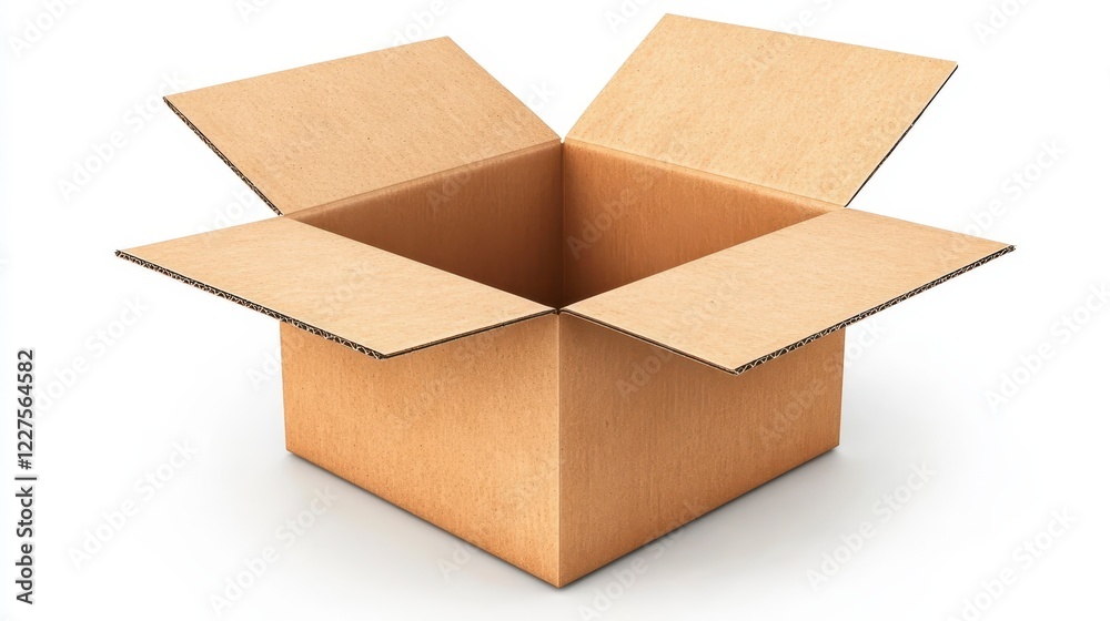 Empty carton box viewed from above with open flaps and shadow Empty carton box viewed from above with open flaps and shadow