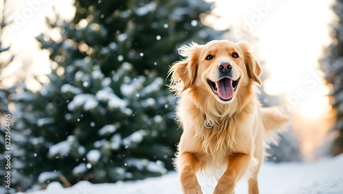 golden retriever in snow