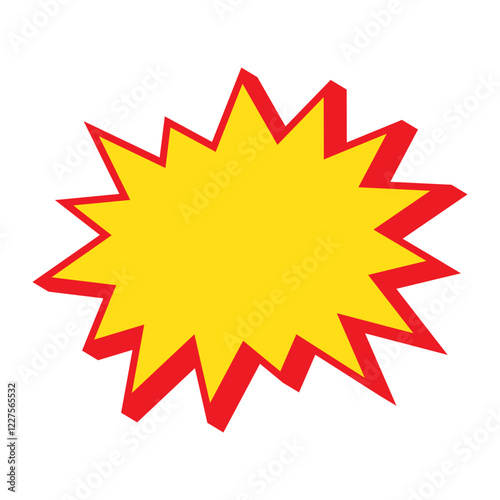 Blank sale tags. Ribbon sale banners. Red and yellow starburst stickers. Pop art funny bang bubble. Cartoon comic style.