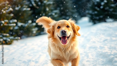golden retriever in snow