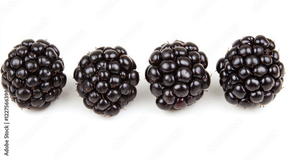 Fresh Blackberries on White Background, Ripe and Juicy Berries Fresh Blackberries on White Background, Ripe and Juicy Berries