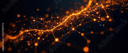 Expanding and Growing Neural Network from Center Core to Large Scale and Complex Web with Nodes and Connections. AI, Computer Algorithms, Artificial Intelligence and Large Language Model Visualization