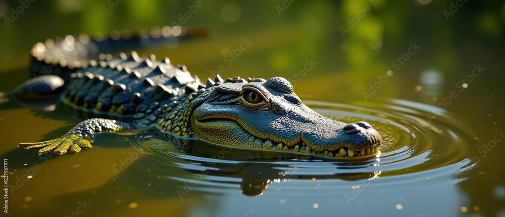 Alligator in Sunny Everglades Swamp - AI Photo Alligator in Sunny Everglades Swamp - AI Photo