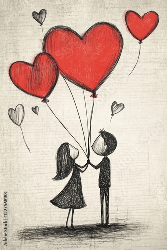 Happy Valentine’s Day greeting card with lovely couple and heart shape.