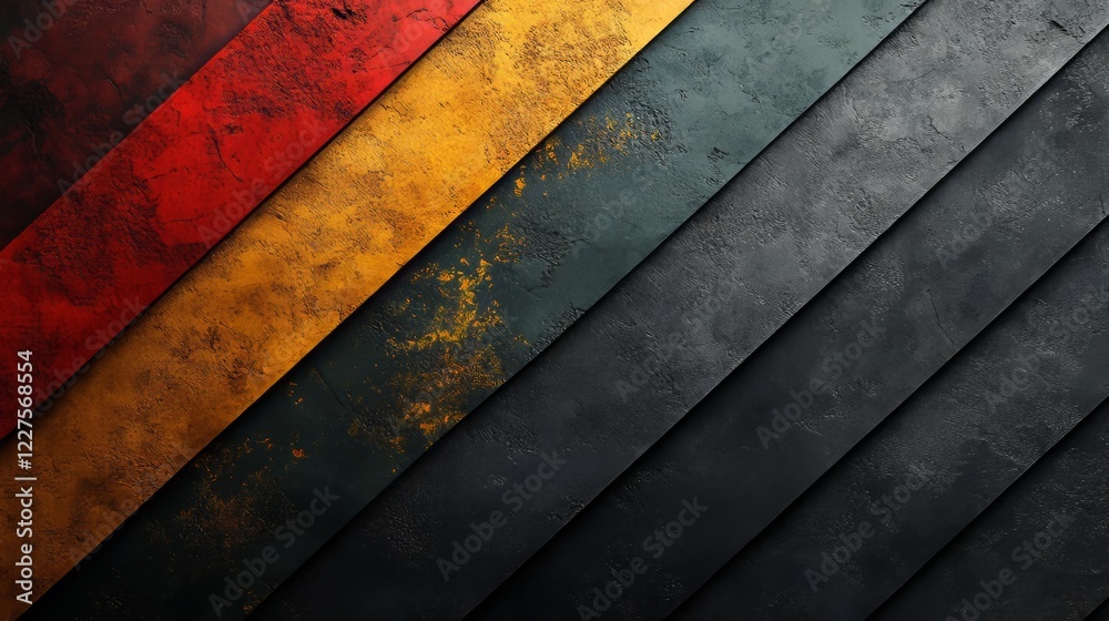 Abstract Diagonal Stripes Of Dark Red, Gold, Dark Green And Black Textured Backgrounds. Abstract Diagonal Stripes Of Dark Red, Gold, Dark Green And Black Textured Backgrounds.