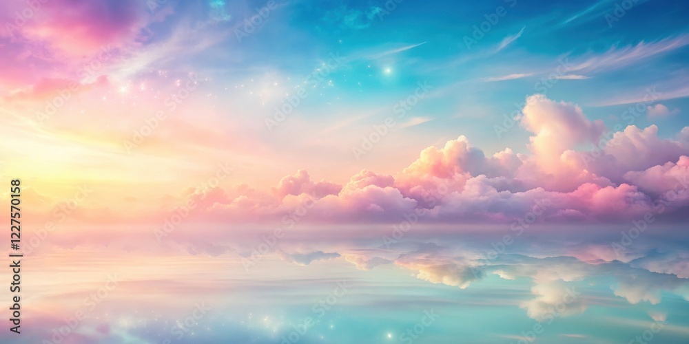 Obraz premium A serene and dreamy atmosphere with a vibrant gradient background featuring soft pastel colors blending seamlessly into each other, soothing palette, calming atmosphere
