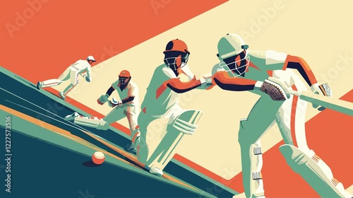 Indian Cricket Sports Flat Vector Illustration