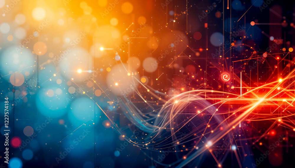 Obraz premium Dynamic Abstract Technology Background with Glowing Elements