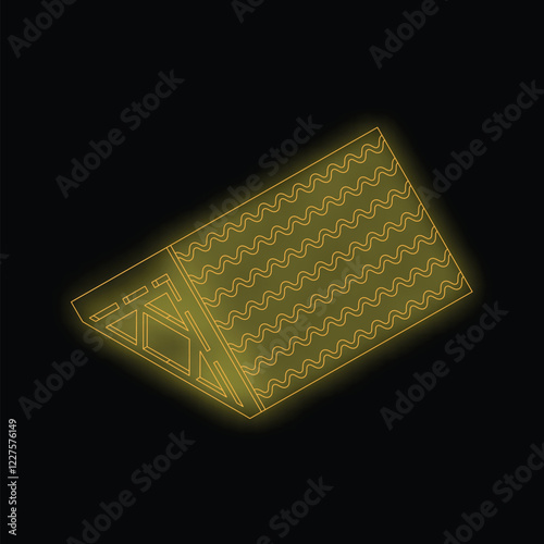 Neon yellow underfloor heating system showing heating mat installation on black background