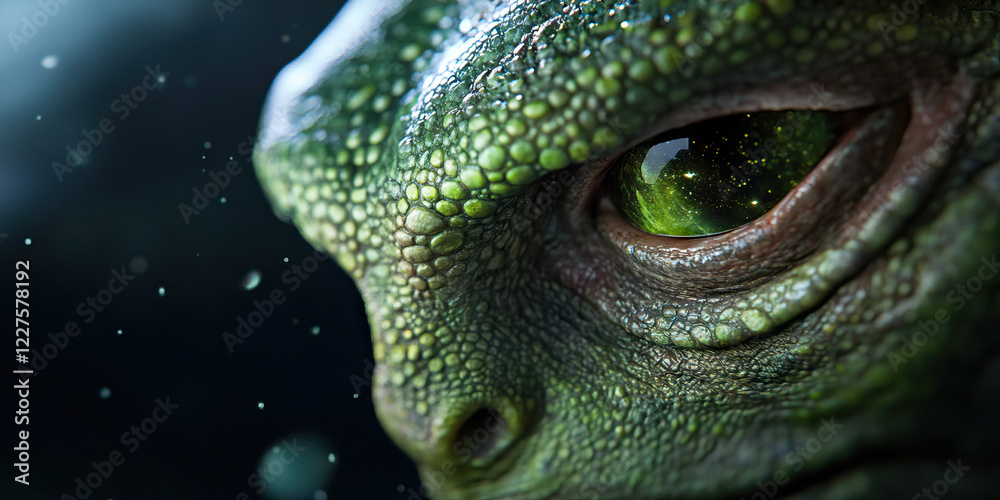 Close-up of Reptilian Eye with Nebula Reflection Close-up of Reptilian Eye with Nebula Reflection