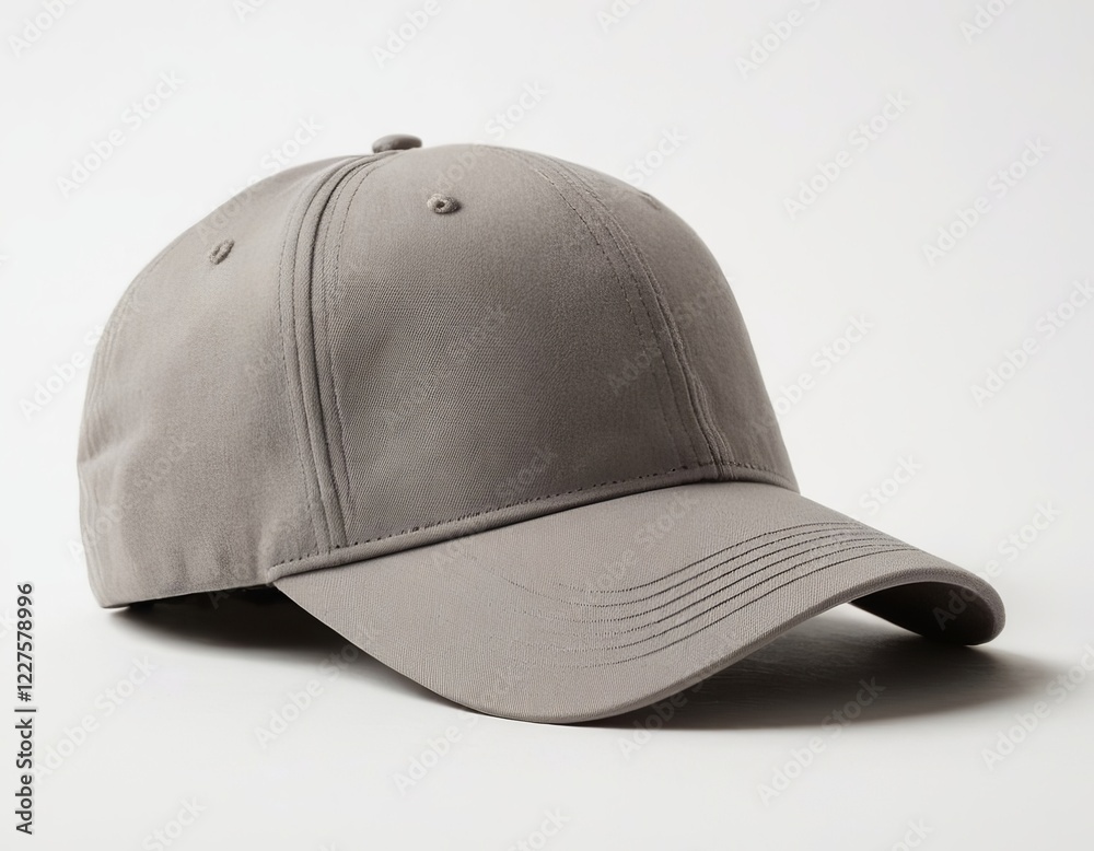 Fototapeta premium Gray baseball cap showcasing a sleek and modern design, perfect for casual wear.