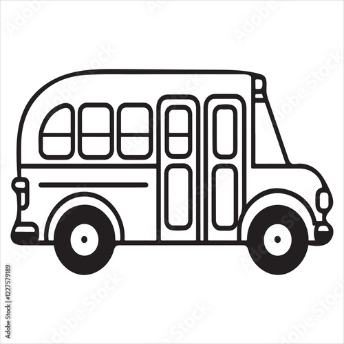 School Bus Icon Black and White Transportation Symbol