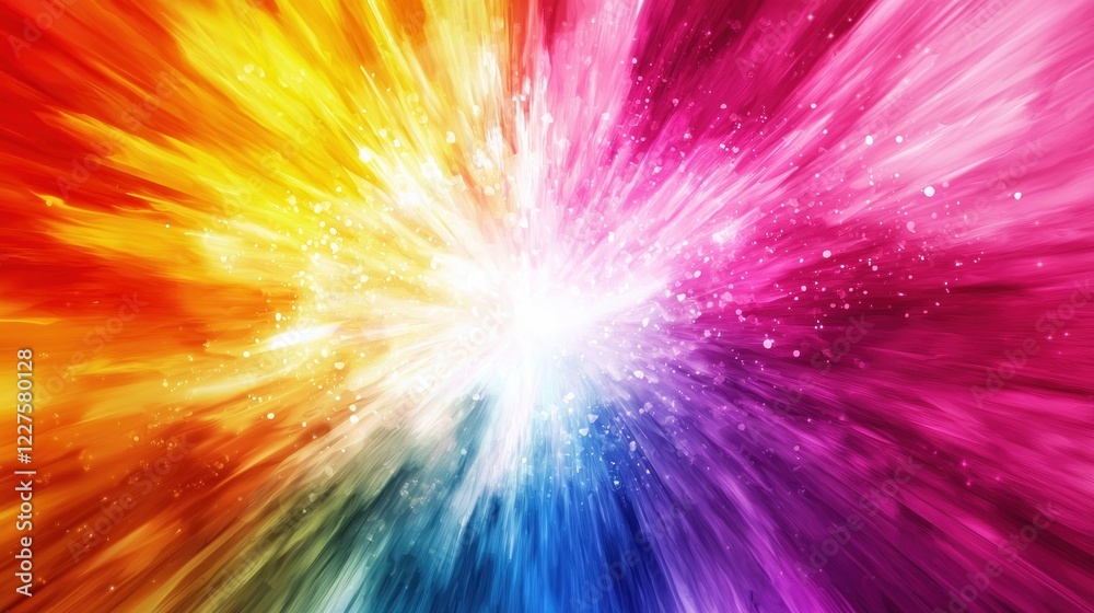 Obraz premium Vibrant Color Explosion with Rays of Light in Bold Hues