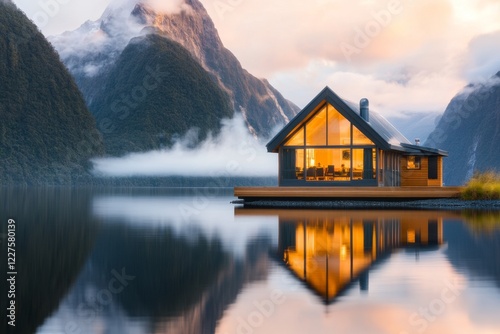 A majestic waterfall plunging into a serene pool below, greatly impressing tourists standing on a nearby observation deck