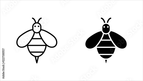 Bee icon  set, on white background.