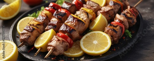 Wallpaper Mural Grilled shish kebab with sauce and lemon wedges, tasty, outdoor, sauce Torontodigital.ca