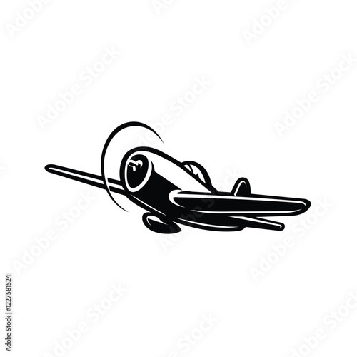  Classic Fighter Plane Vector. WW2 Plane Monochrome Vector Isolated