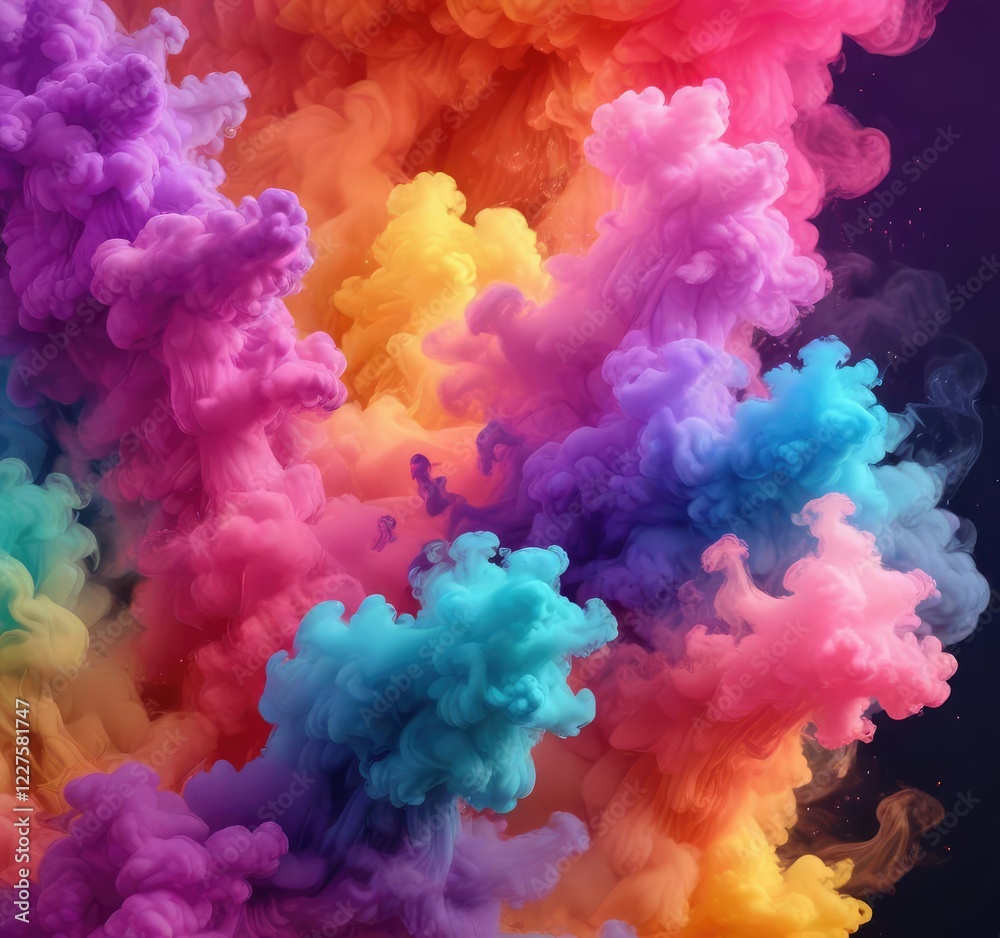 Obraz premium Gradient smoke background with abstract colors, colorful mist, dreamy atmosphere