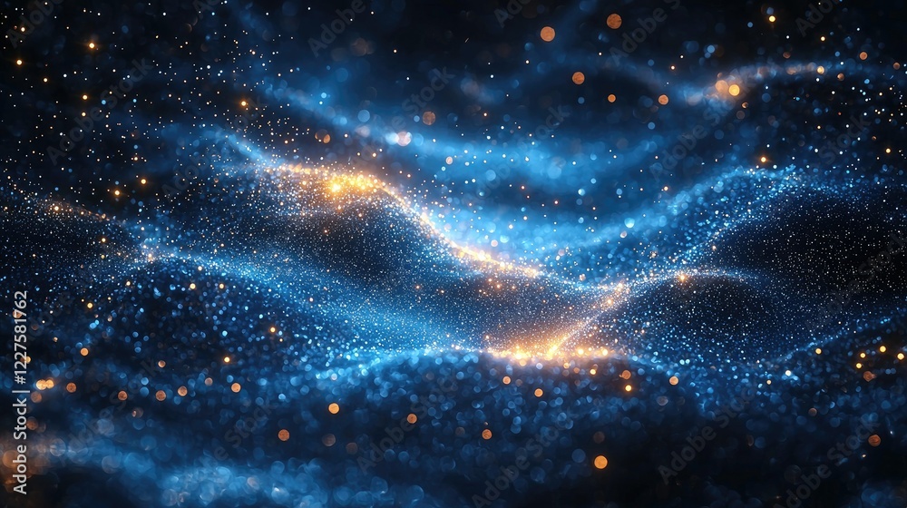 Obraz premium Abstract Blue And Gold Glitter Wave Design