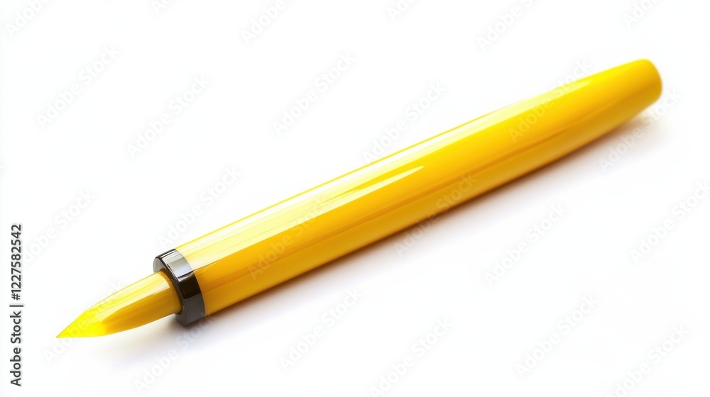 a yellow pen with a black tip on a white surface a yellow pen with a black tip on a white surface