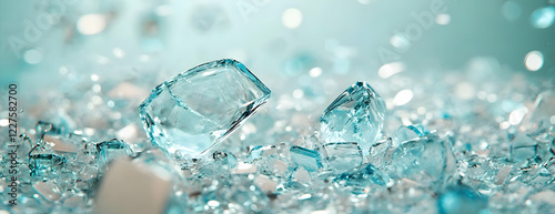 Wallpaper Mural Shattered ice, aqua background, bokeh Torontodigital.ca