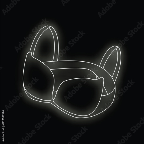 Neon bra glowing on a dark background, representing femininity and style
