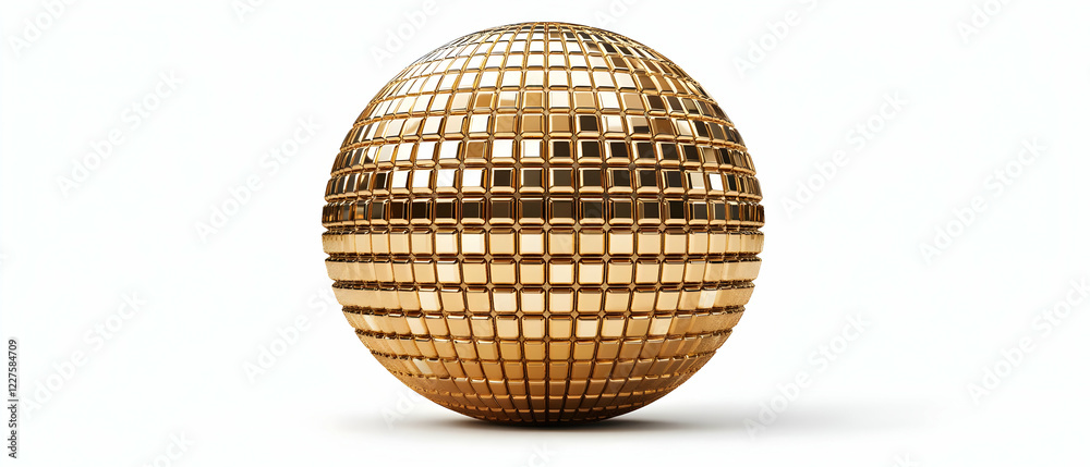 Fototapeta premium Gold disco ball, white background, party