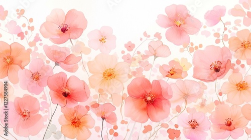 Vibrant Floral Oasis, a hand-painted watercolor scene featuring a field of golden and crimson flowers illuminated by sunlight, perfect for summer decor and stationery.