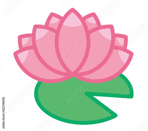 花のアイコン。ハスやスイレンなどの季節の花。シンプルなイラスト素材。