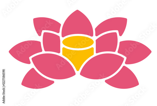 花のアイコン。ハスやスイレンなどの季節の花。シンプルなイラスト素材。