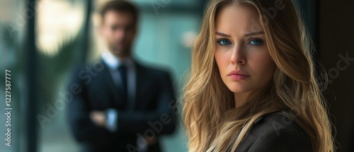 Wallpaper Mural Business professionals in formal attire discussing strategies in a modern office environment. Focus on teamwork, leadership, and corporate decision-making. Torontodigital.ca