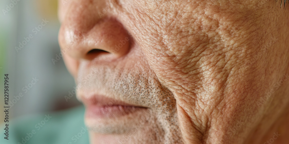 Obraz premium Close-up of Wrinkled Elderly Male Face