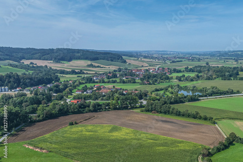 Ausblick auf das Rottal rund um die Kuranlagen von Bad Birnbach im Niederbayerischen Bäderdreieck photo