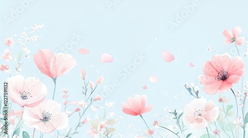 Summer Meadow Blooms, vibrant petals dancing in a gentle breeze, hand-painted watercolor artwork perfect for seasonal decor and stationery designs.