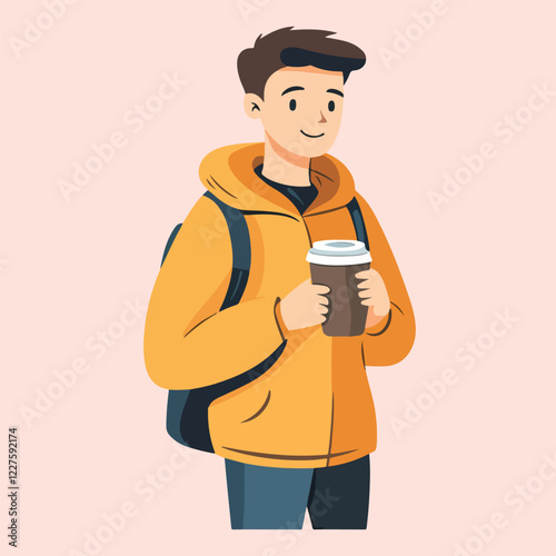 Cartoon man holding A Drink Vector Illustration