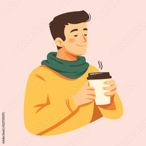 Cartoon man holding A Drink Vector Illustration