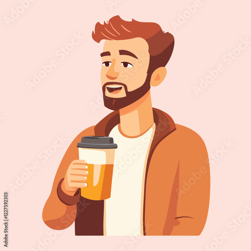 Cartoon man holding A Drink Vector Illustration