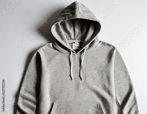 Stylish gray hoodie on a sleek white background, perfect for casual wear.