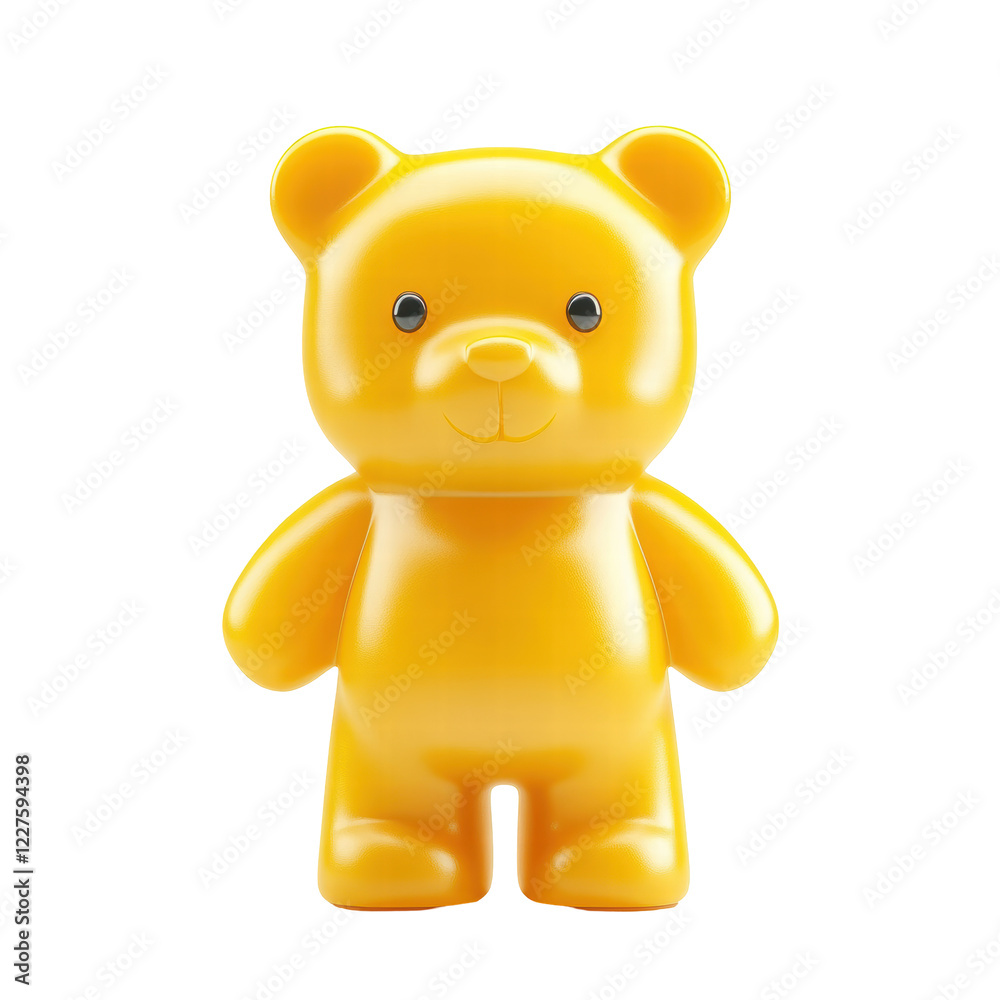 Isolated Yellow Teddy Bear Toy Figure With Shiny Eyes Isolated Yellow Teddy Bear Toy Figure With Shiny Eyes
