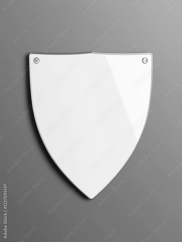 Blank White Shield on Gray Background - A clean, minimalist image of a blank white shield on a gray background. Perfect for security, protection, or safety concepts. Blank White Shield on Gray Background - A clean, minimalist image of a blank white shield on a gray background. Perfect for security, protection, or safety concepts.
