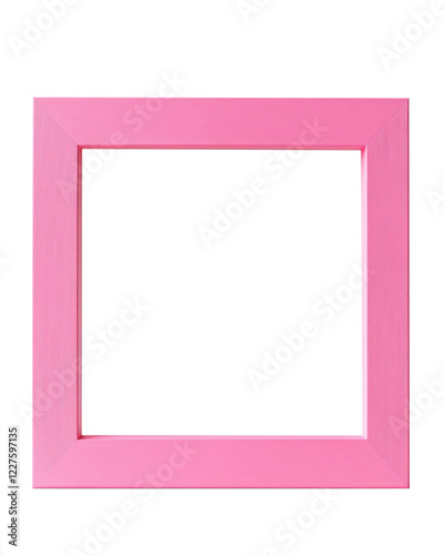 Empty pink frame on black background with bold edges and square shape