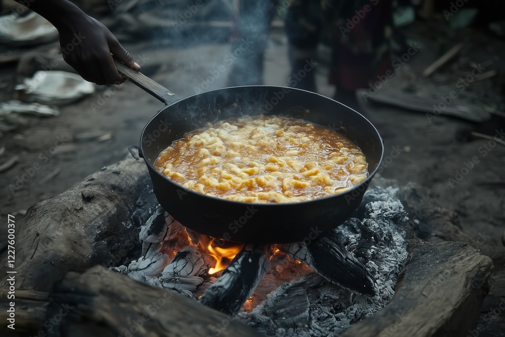 Cooking a delicious meal over an open fire transforms outdoor dining into a culinary adventure. The pot simmers in a rustic setting, surrounded by nature's beauty. Cooking a delicious meal over an open fire transforms outdoor dining into a culinary adventure. The pot simmers in a rustic setting, surrounded by nature's beauty.