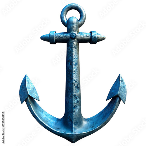 Anchor isolated on white or transparent vertical clipping path heavy navy weight PNG file download