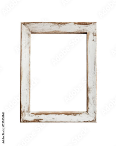Rustic distressed wooden frame with white paint and natural wood texture