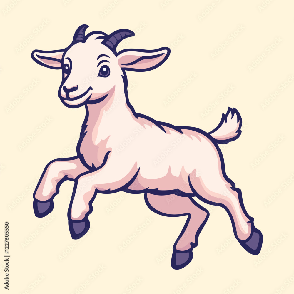 Fototapeta premium Cute Cartoon Goat Vector Illustration