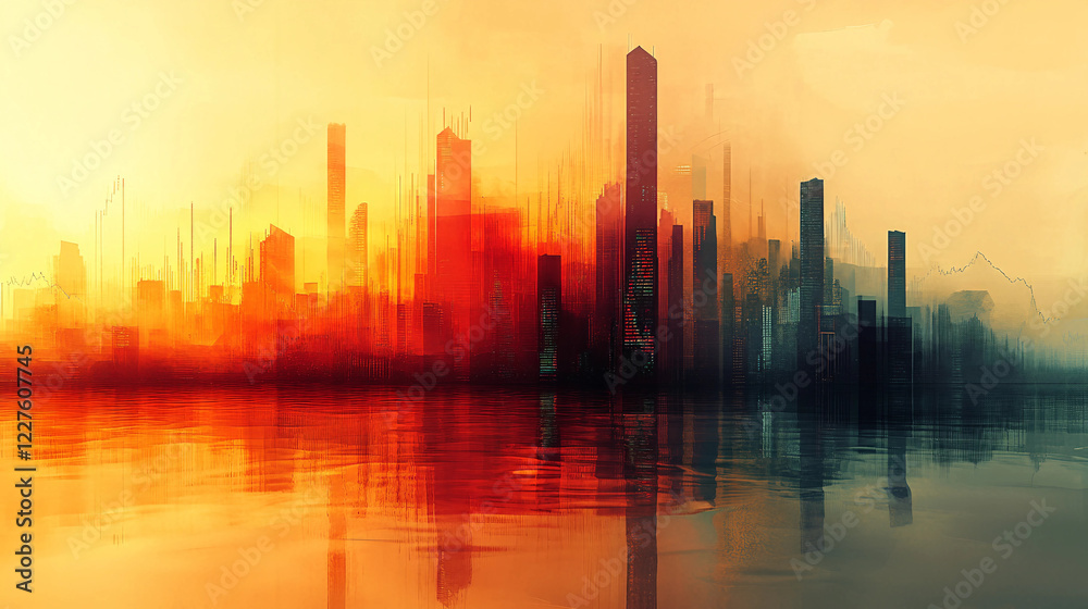 sunset over the city