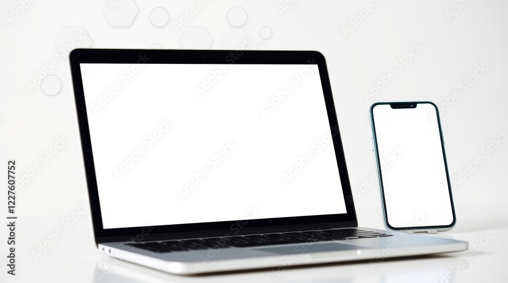Laptop isolated mockup with white screen isolated on white background Laptop isolated mockup with white screen isolated on white background